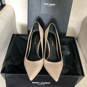 Saint Laurent Nude Studded Leather Pump 36